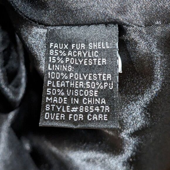 LIKE NEW VIA SPIGA Women's Faux Fur Zip Up Vest Faux Leather Trim Size L - Picture 10 of 11